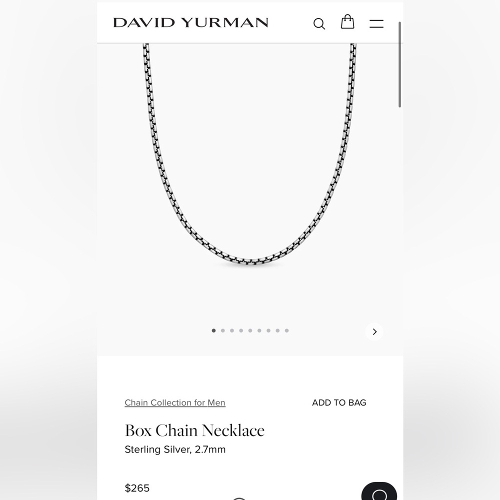 David Yurman Box Chain - 1.7mm/22” chain